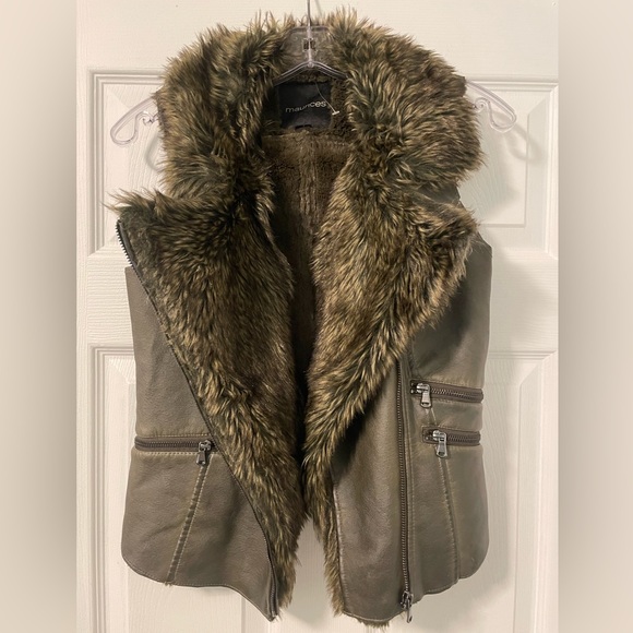 leather/ faux fur vest - Picture 4 of 12
